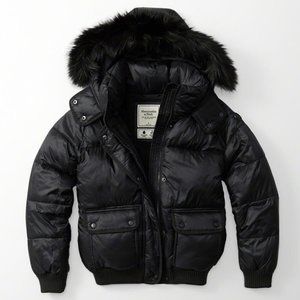 BRAND NEW WITH TAGS Abercrombie and Fitch Black Hooded Puffer Jacket size M